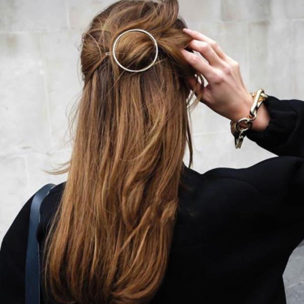 Gold circle Hair Clip, Hair Pin, Hair Barrette - Picture 3 of 6